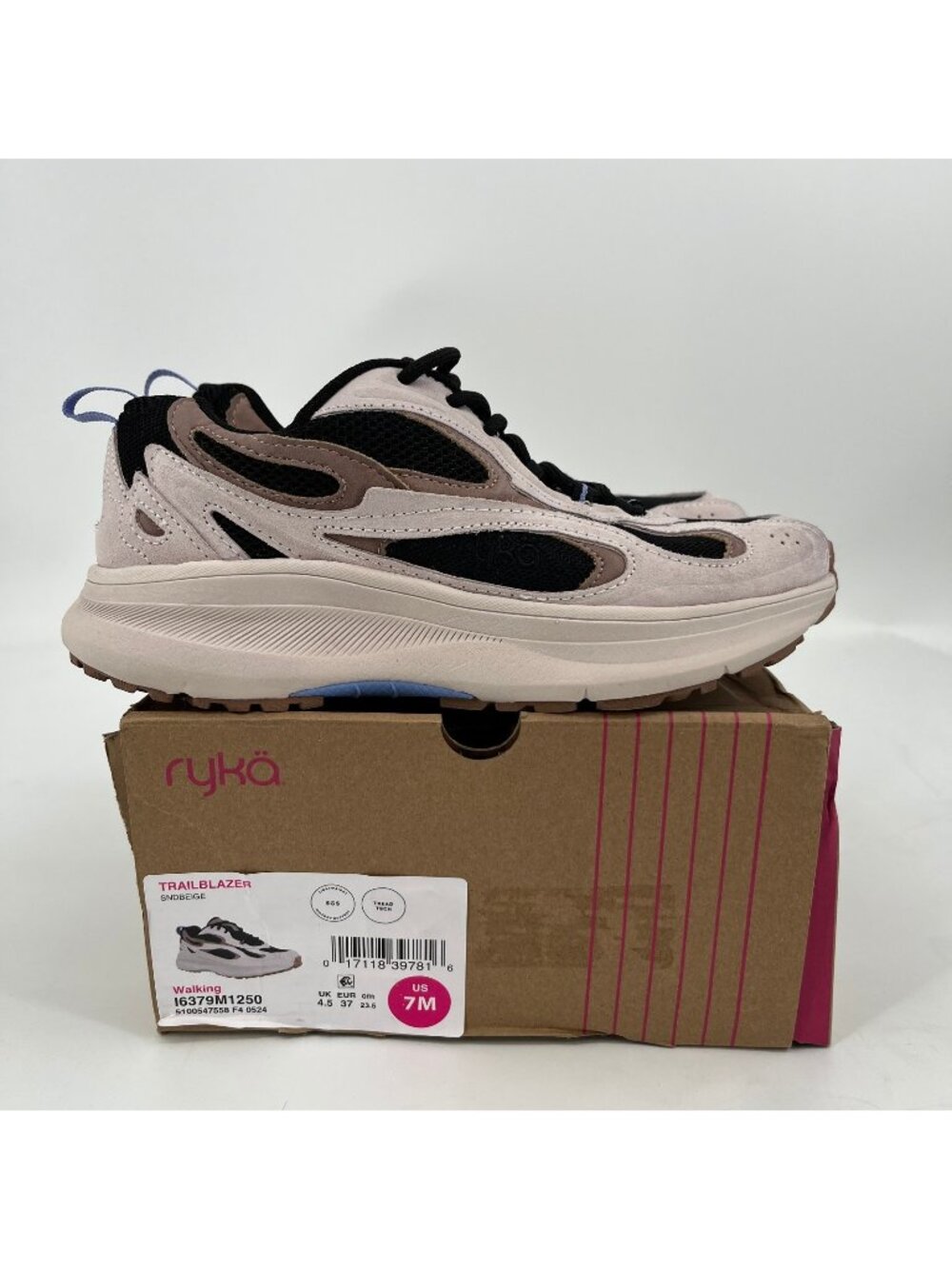Ryka Trailblazer Walking Shoes Sand Beige Size 7M Leather Mesh TreadTech Trail